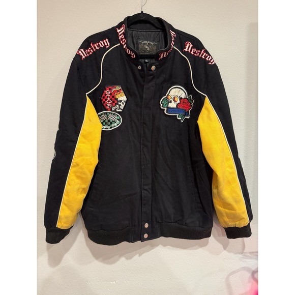 Blue Axes Other - Vintage Y2K Blue Axes‎ Snap Bomber Jacket Skulls Size XL